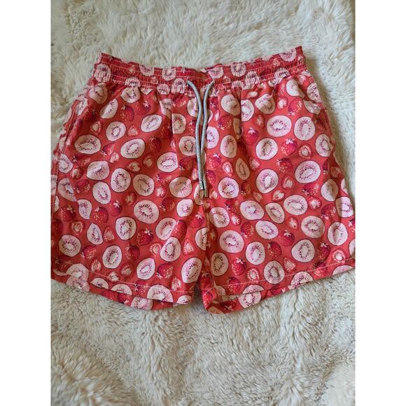 Vilebrequin Pink Strawberry Kiwi All over Print Swim lined Board shorts Mens XXL